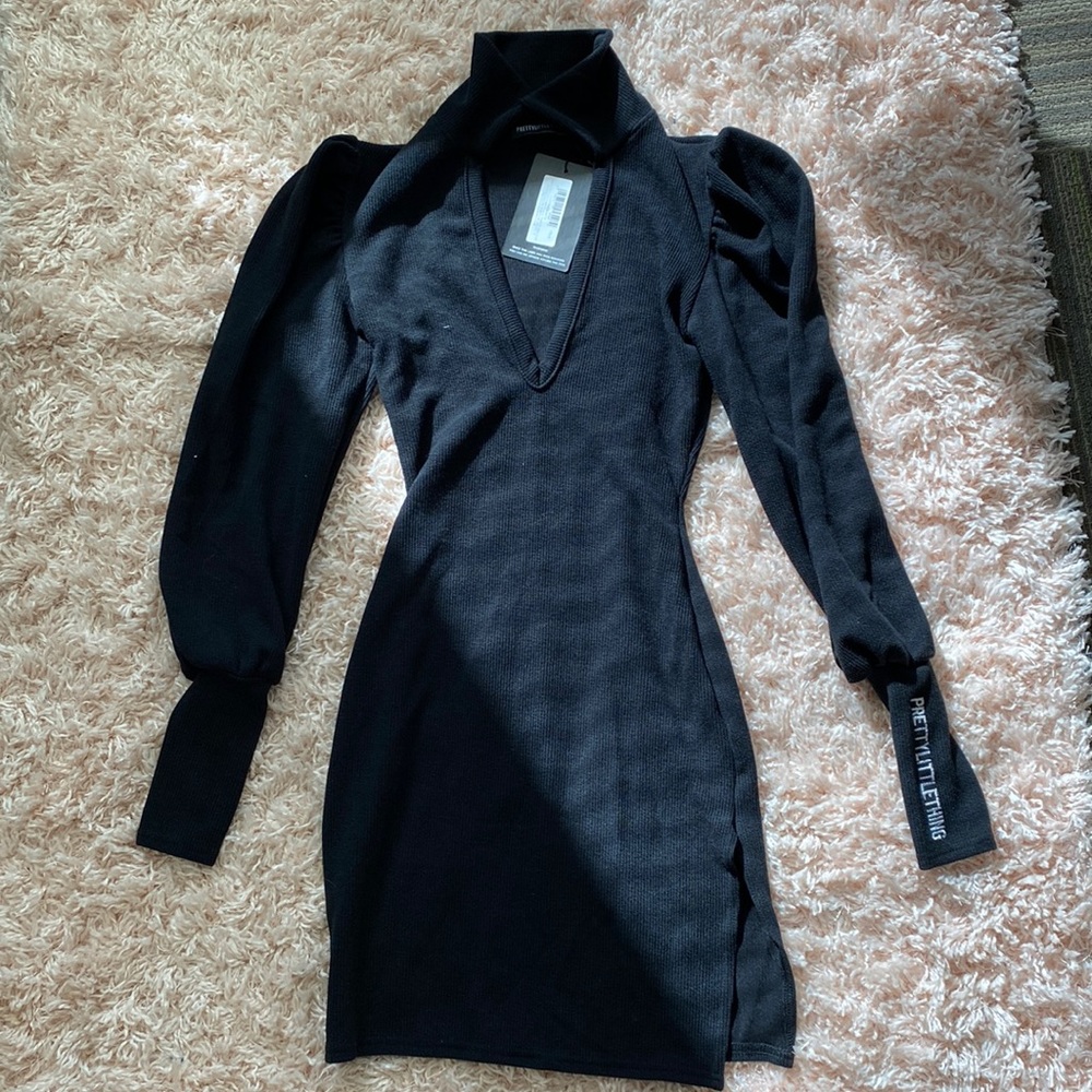 turtleneck midi bodycon dress